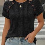 AUTOMET Womens Spring Top Summer Short Sleeve T Shirt Business Dressy Casual Blouse Henley V Neck Sweater Loose Fit Tee Tunic